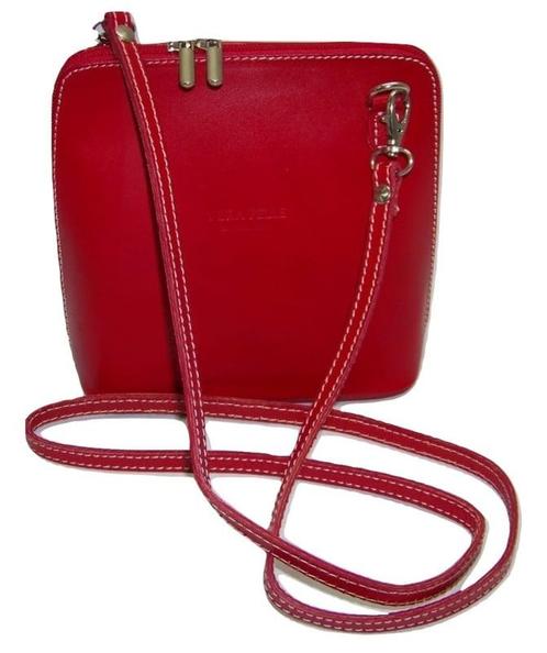 Rood Vera Pelle Italiaans leren schoudertasje (rits rondom), Sieraden, Tassen en Uiterlijk, Portemonnees, Nieuw, Verzenden