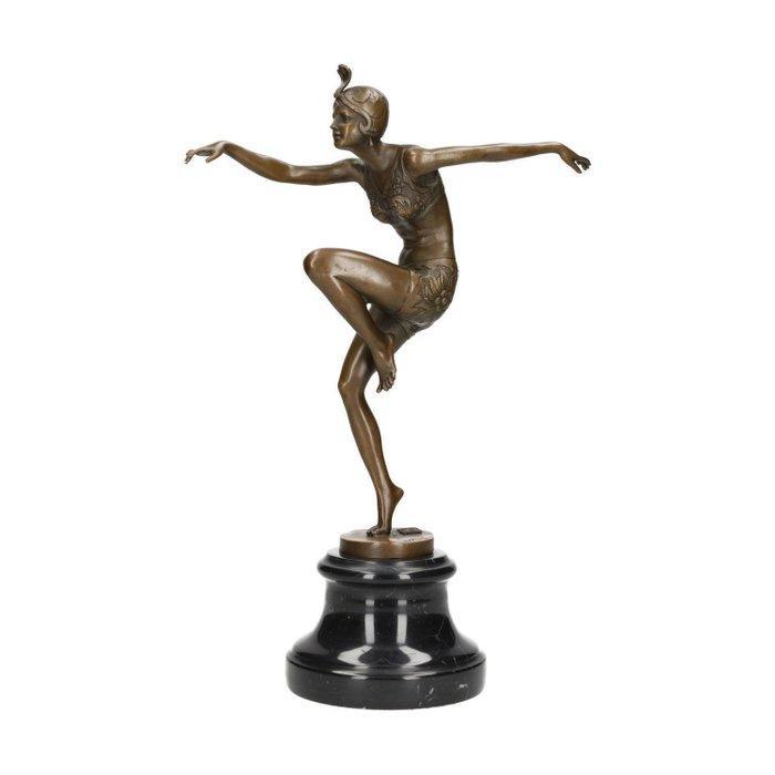 Beeldje - Dancer in art deco style - Brons, Marmer, Antiek en Kunst, Curiosa en Brocante