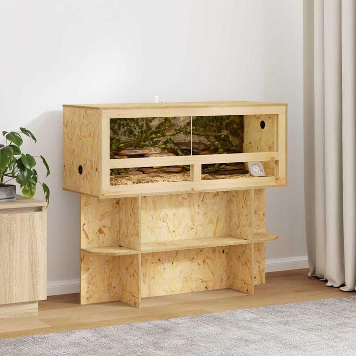 vidaXL Terrariumbasis met plank Bruin 100 x 40 x 50 cm OSB, Dieren en Toebehoren, Overige Dieren-accessoires, Nieuw, Verzenden