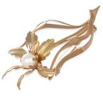 Broche - 18 karaat Geel goud - Parel