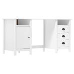 vidaXL Bureau Hill 150x50x74 cm massief grenenhout wit, Verzenden, Nieuw