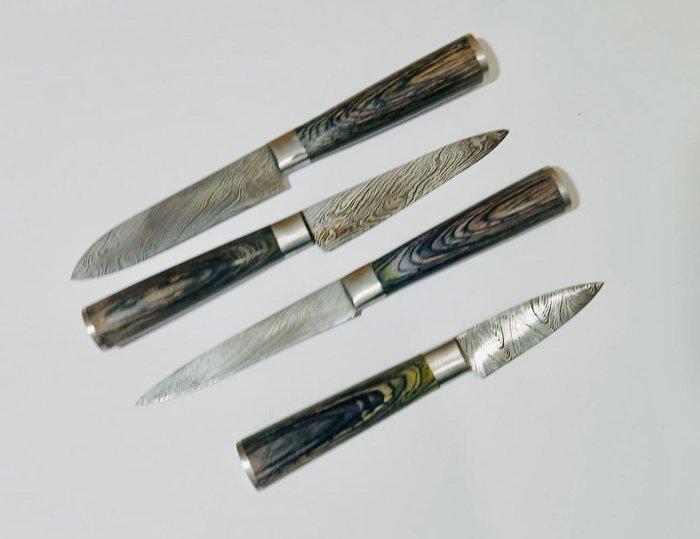 Keukenmes - Keukenmessenset (0240) - Exotisch houten handvat, Antiek en Kunst, Antiek | Keukenbenodigdheden