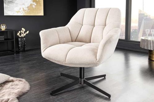 Draaifauteuil PAPILLON champagnebeige zwart metaal in hoogte, Huis en Inrichting, Fauteuils, Ophalen of Verzenden