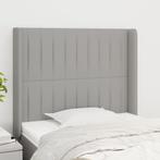 vidaXL Hoofdbord met randen 93x16x118/128 cm stof lichtgrijs, Huis en Inrichting, Verzenden, Nieuw, Grijs, Stof