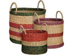Mica Decorations Mand - Set van 3 - H29 x Ø32 cm - Bruin, Huis en Inrichting, Woonaccessoires | Schalen en Manden, Verzenden, Nieuw