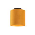 Plafondlamp met velours kap oker met goud 20 cm - Combi, Nieuw, Overige materialen, Landelijk / Rustiek