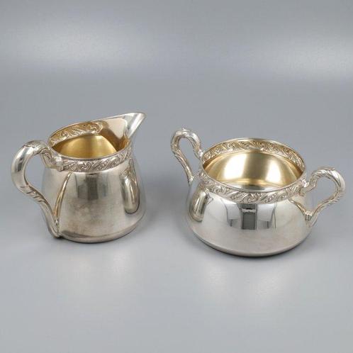 Gottlieb Kurtz Art-Nouveau - Suiker en roomstel (2) - .800, Antiek en Kunst, Antiek | Goud en Zilver