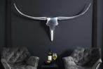 Modern design wanddecoratie BULL XL 120cm zilver aluminium, Ophalen of Verzenden, Nieuw