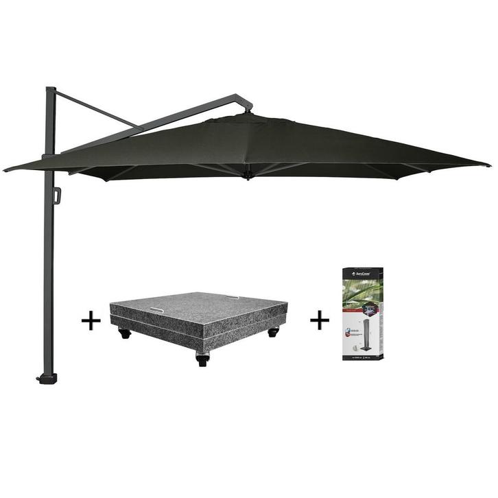 Icon premium zweefparasol 400x300 cm faded black met 150 KG, Tuin en Terras, Parasols, Nieuw, Ophalen of Verzenden