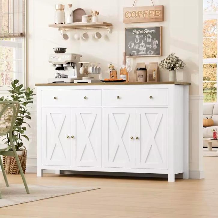 Groot Dressoir - Witte Opbergkast Landelijke Stijl - Keuken, Huis en Inrichting, Kasten | Dressoirs, Nieuw, Verzenden
