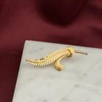 18 Krt. Gouden veer broche | Vintage (gouden broche), Ophalen of Verzenden, Gebruikt, Overige kleuren, Goud