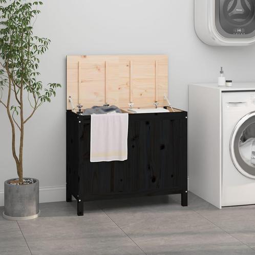vidaXL Wasmand 88,5x44x76 cm massief grenenhout zwart, Tuin en Terras, Droogmolens en Wasrekken, Nieuw, Verzenden