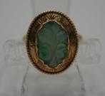 Ring - 14 karaat Geel goud Jade - Jade, Sieraden, Tassen en Uiterlijk, Ringen, Nieuw