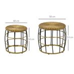 TRUUSK Rattan Bijzettafel 2-delig Stapelbaar Salontafel Khak, Verzenden, Nieuw