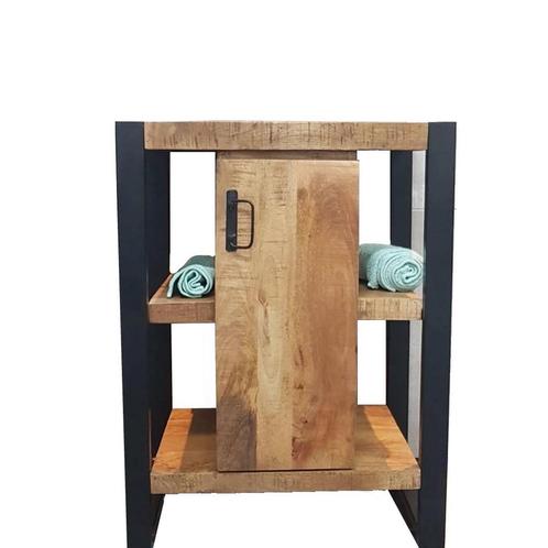 Onderkast BWS Mineola Mango Wood 60x40x81cm Met Mat Zwart, Doe-het-zelf en Verbouw, Sanitair, Bad, Nieuw, Ophalen of Verzenden