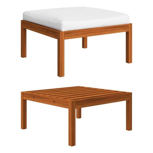 vidaXL Tuinvoetenbank met kussen massief acaciahout, Tuin en Terras, Tuinsets en Loungesets, Nieuw, Hout, Verzenden