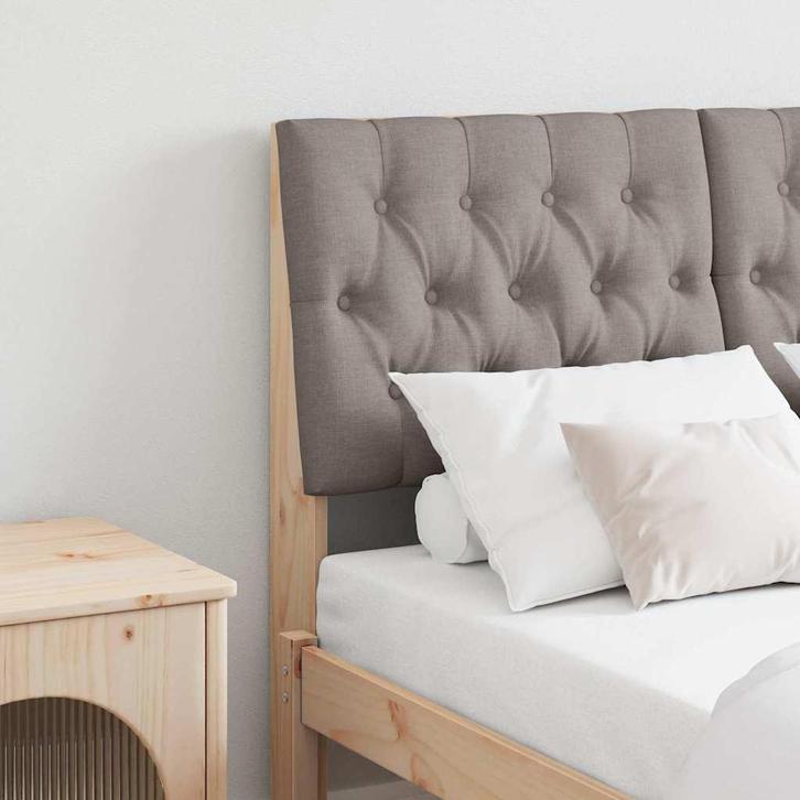 vidaXL Gestoffeerd hoofdbord Taupe 120 cm Massief grenenhout, Huis en Inrichting, Slaapkamer | Bedden, Bruin, Nieuw, Hout, Verzenden