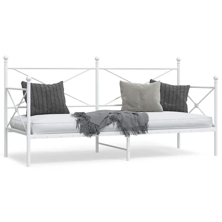vidaXL Slaapbank zonder matras 90x200 cm staal wit, Huis en Inrichting, Slaapkamer | Bedden, 90 cm, 200 cm, Wit, Eenpersoons, Nieuw