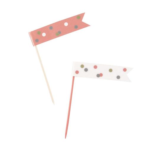 Happy Birthday Vlag Prikkers  Rose Goud 9cm 6st, Hobby en Vrije tijd, Feestartikelen, Nieuw, Verzenden