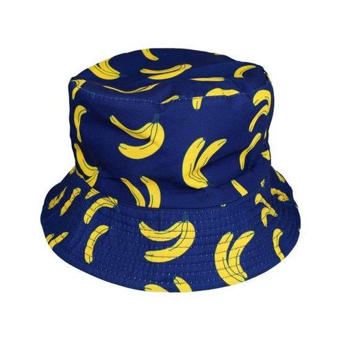 Bucket Hat Omkeerbaar Bananen Print Zwart Geel Blauw, Sieraden, Tassen en Uiterlijk, Uiterlijk | Haarverzorging, Verzenden