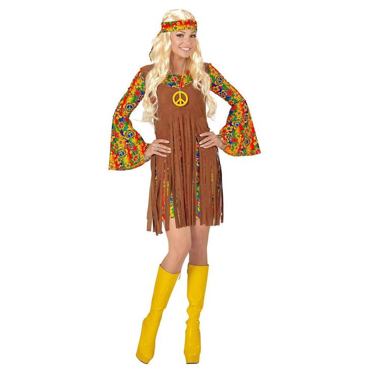 Hippie 60S Kostuum Bruin Dames 3 delig, Kleding | Dames, Carnavalskleding en Feestkleding, Nieuw, Verzenden