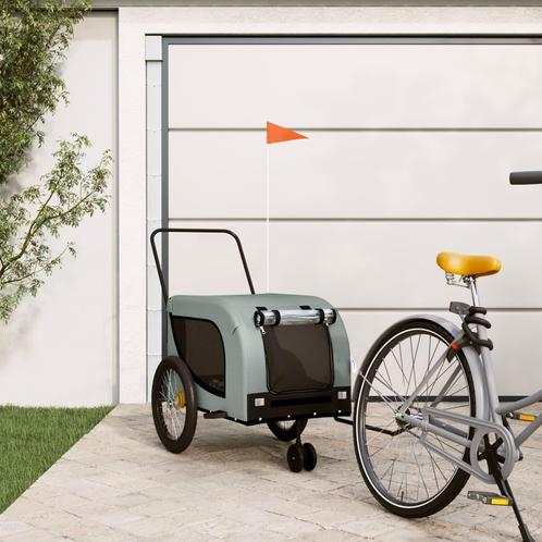 vidaXL Hondenfietstrailer oxford stof en ijzer grijs en, Dieren en Toebehoren, Overige Dieren-accessoires, Nieuw, Verzenden