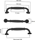 Handgreep Norfolk 128 mm Zwart, Huis en Inrichting, Verzenden, Nieuw
