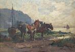 Gustav Marx (1855 - 1928) - Paarden aan het meer, Antiek en Kunst, Kunst | Schilderijen | Klassiek