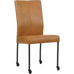 Leren eetkamerstoel Comfort met wieltjes - Granada Sahara (, Huis en Inrichting, Stoelen, Overige kleuren, Leren eetkamerstoel Comfort met wieltjes - Granada Sahara (cognac) - Poten staal rond zwart past perfect in uw interieur als u woonstijl: Modern is.