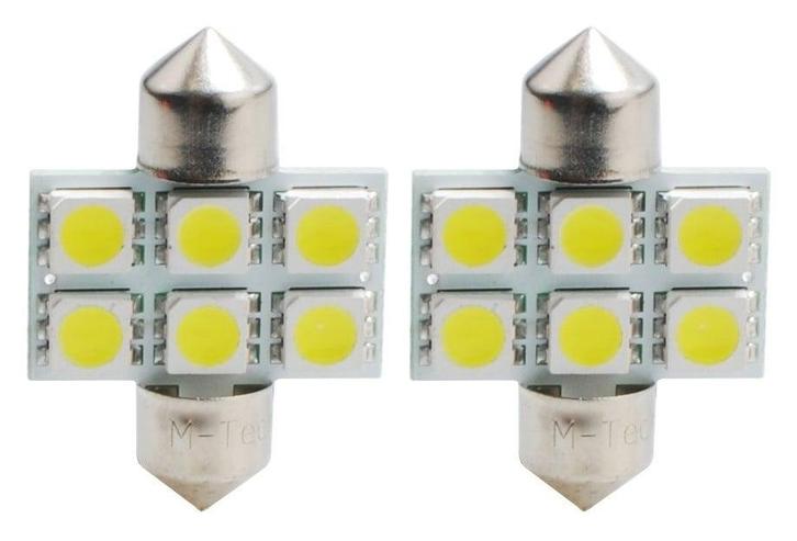 C5W autolamp 2 stuks 31mm wit | LED festoon SV8.5 1.44W - 12, Auto-onderdelen, Verlichting, Nieuw, Verzenden