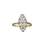 Ring - 18 karaat Geel goud, Platina - 0.18ct. tw. Diamant, Sieraden, Tassen en Uiterlijk, Nieuw