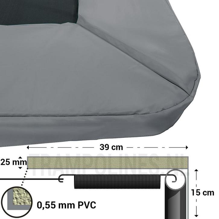 Trampoline Rand Rechthoek Magic Circle Pro Grey 244 x 366 cm, Kinderen en Baby's, Speelgoed | Buiten | Trampolines, Nieuw, Ophalen of Verzenden