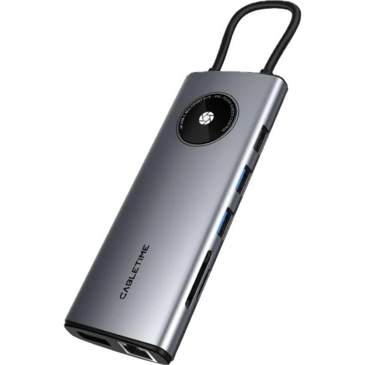 Cabletime – 12 in 1 Multi USB-C Hub adapter – 4K – HDMI – DP, Computers en Software, Dockingstations, USB-hub, Nieuw, Laptop, Ophalen of Verzenden