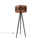 Vloerlamp tripod zwart met kap luipaard 50 cm - Tripod, Huis en Inrichting, Lampen | Vloerlampen, Nieuw, Overige materialen, Klassiek / Antiek