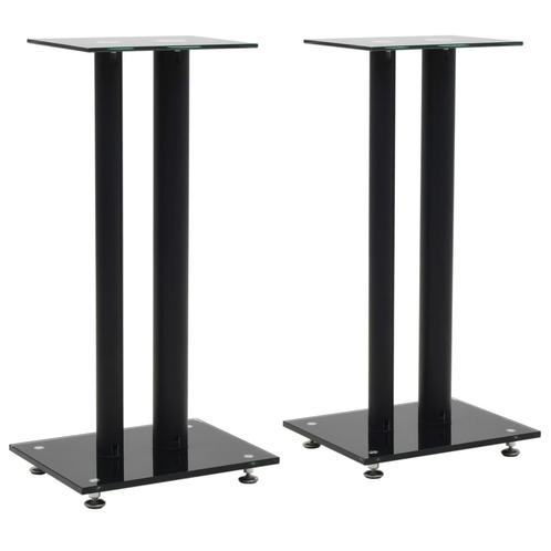 vidaXL Speakerstandaarden zuil-ontwerp gehard glas zwart 2, Muziek en Instrumenten, Standaards, Nieuw, Verzenden