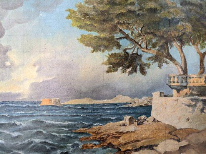 Scuola italiana (XIX-XX) - Scorcio marittimo, Antiek en Kunst, Kunst | Schilderijen | Klassiek