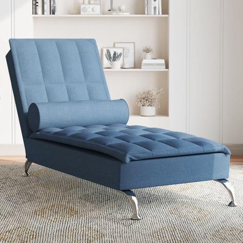 vidaXL Massage chaise longue met bolster stof blauw, Huis en Inrichting, Banken | Sofa's en Chaises Longues, Nieuw, Verzenden