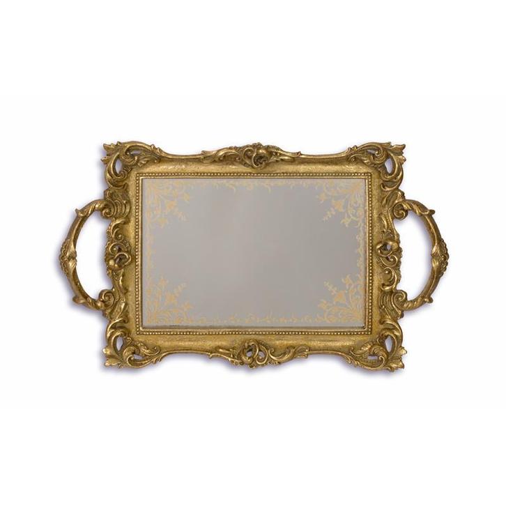 A RESIN MIRROR TRAY, ANTIQUE GOLD (Beeldjes - Decoratie), Antiek en Kunst, Kunst | Beelden en Houtsnijwerken, Verzenden