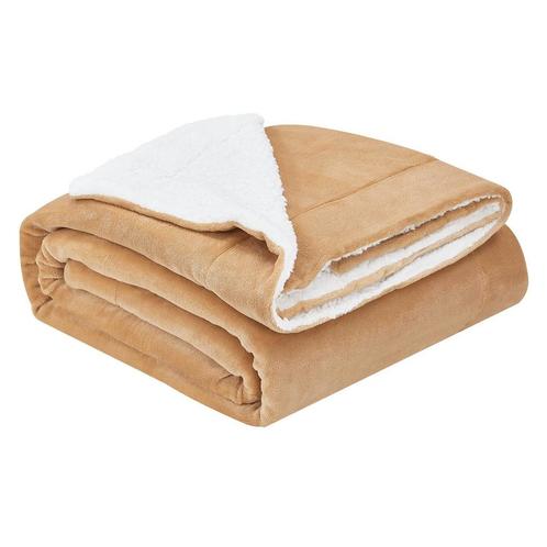 Fleecedeken 2 kanten - 150 x 200 cm - Camel, Huis en Inrichting, Woonaccessoires | Plaids en Woondekens, Nieuw, Verzenden
