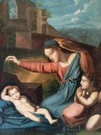 Scuola italiana (XVIII) - Madonna con bambino Gesù e il San, Antiek en Kunst, Kunst | Schilderijen | Klassiek