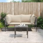 vidaXL 3-delige Loungeset met kussens poly rattan grijs, Verzenden, Nieuw, Rotan, Loungeset