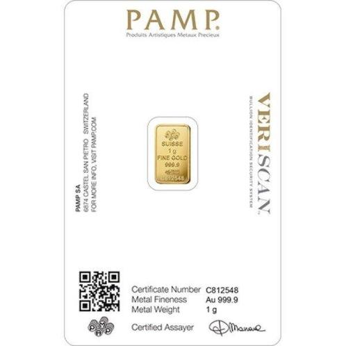 1 gram - Goud .999 - PAMP Suisse Lady Fortuna - Verzegeld, Postzegels en Munten, Edelmetalen en Baren
