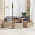 vidaXL Tuin Sofa Set met opslag 5 pcs Beige Poly riet, Tuin en Terras, Tuinsets en Loungesets, Verzenden, Nieuw, Rotan