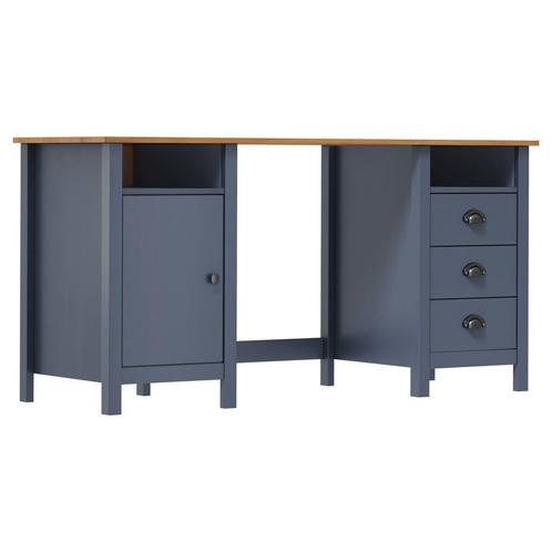 vidaXL Bureau Hill 150x50x74 cm massief grenenhout grijs, Huis en Inrichting, Bureaus, Nieuw, Verzenden