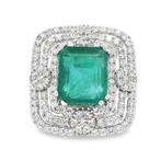 Ring - 14 karaat Witgoud - 13.65ct. tw. Smaragd - Diamant, Nieuw