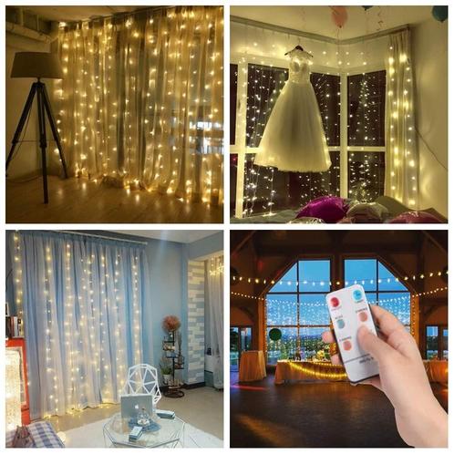 LED sterren gordijn kerst - 3 x 3 meter - warm wit - 300, Diversen, Kerst, Ophalen of Verzenden
