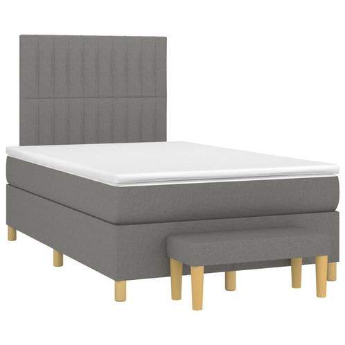 vidaXL Boxspring met matras stof donkergrijs 120x190 cm, Huis en Inrichting, Slaapkamer | Bedden, 120 cm, 190 cm of minder, Grijs