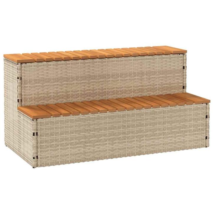 vidaXL Hottub-opstap 100x50x50,5 cm poly rattan&massief, Tuin en Terras, Zwembad-toebehoren, Nieuw, Verzenden