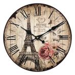 Home affaire Wandklok Eiffeltoren romeinse cijfers,, Huis en Inrichting, Woonaccessoires | Klokken, Verzenden, Nieuw
