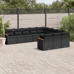 vidaXL 11-delige Loungeset met kussens poly rattan zwart, Verzenden, Nieuw, Rotan, Loungeset